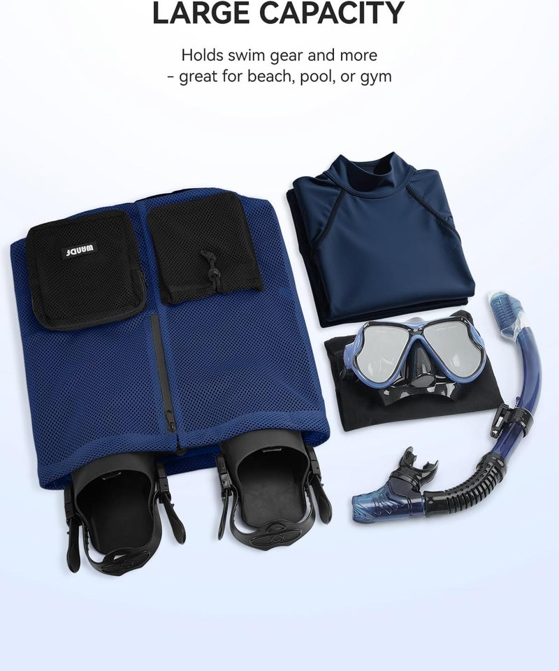 WANDF Swim Bag Mesh Drawstring Backpack with Wet Pocket Beach Bag for Swimming Pool Gym Workout Men and Women - Image 3